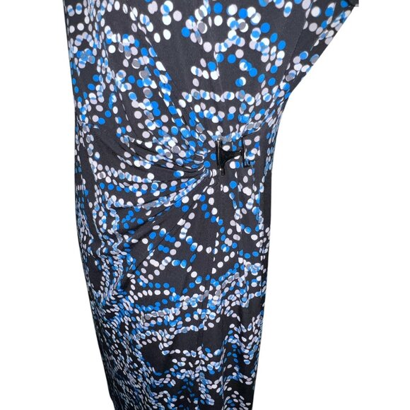 George Womens Polka Dot Pattern Wrap Dress M 8-10 Black/Blue Stretchy Short Slee - Picture 7 of 12